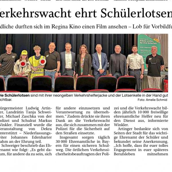 Ehrung der Schüler- und Buslotsen im Regina Filmtheater